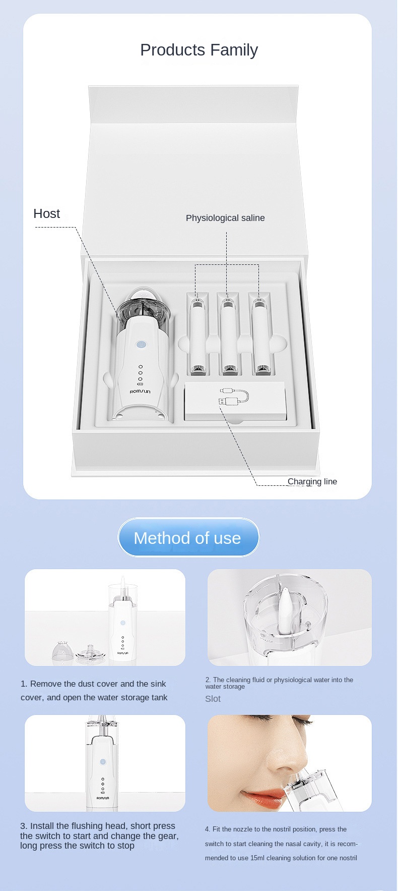 Factory Customized Nasal Washer Nose Irrigator Manual Nose Cleaner 300ml Nasal Wash Bottle at Home and Travel