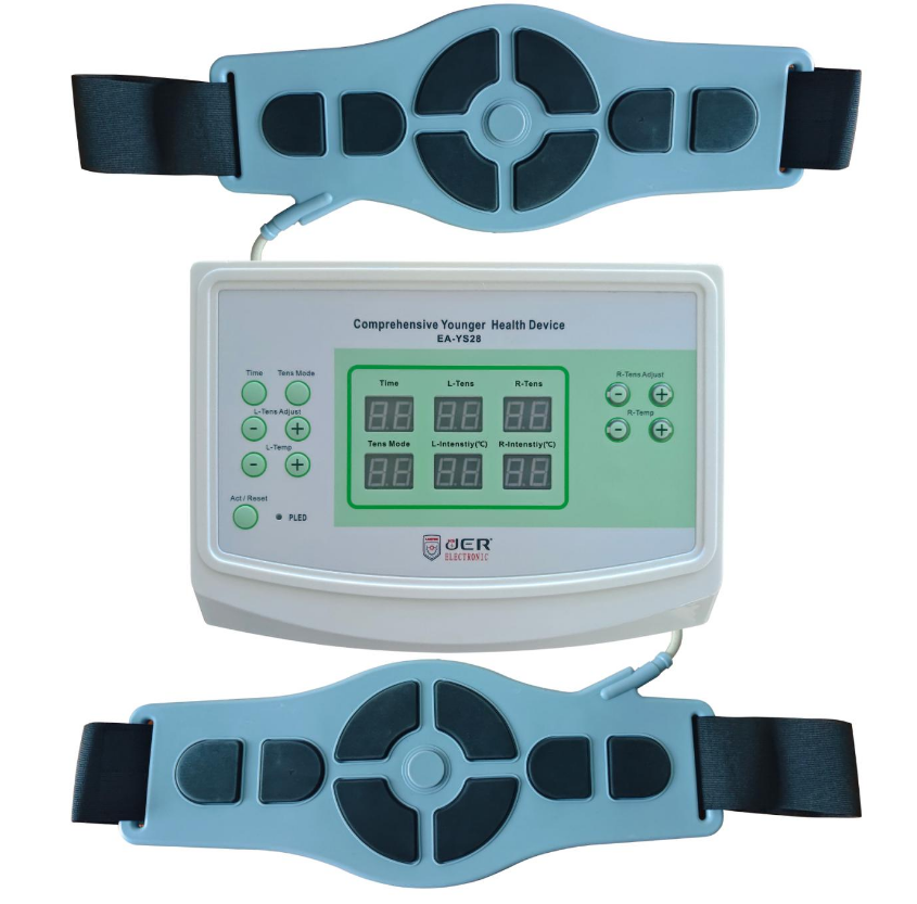 JER New Product 2026 Two Output Port Far Infrared Warm+TENS EMS Pulse Stimulation Massage Weight Loss Belt