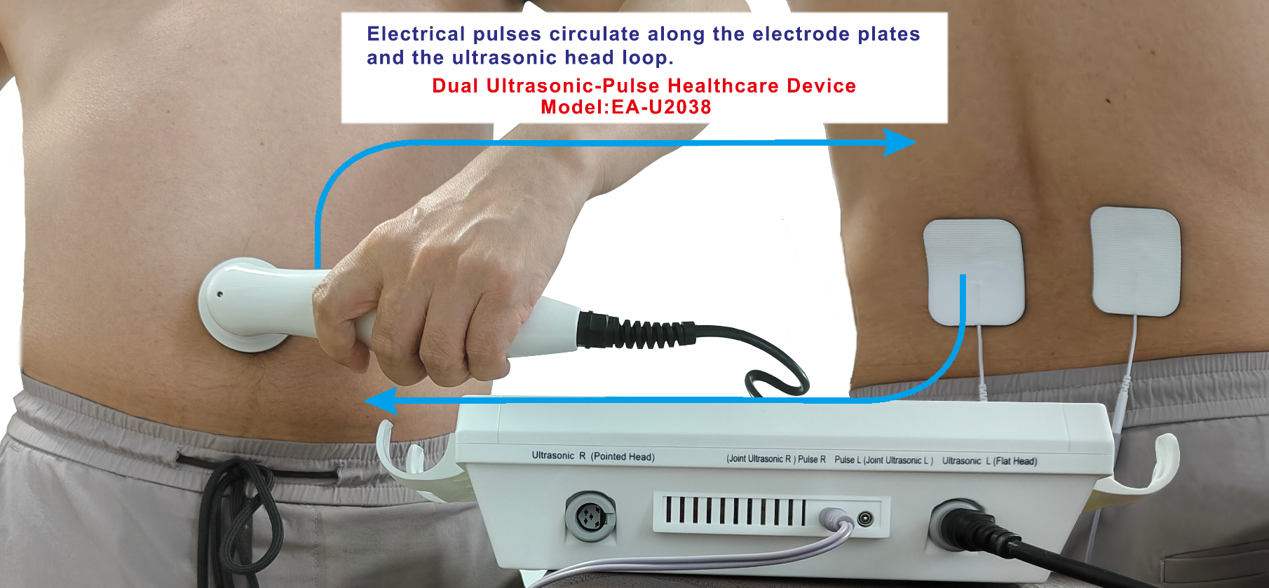 JER EA-U2038 Exclusive New Ultrasound Pulse Circuit Therapy 1MHZ/3MHZ Scraping Solution Import and Export Pain Relief Beauty