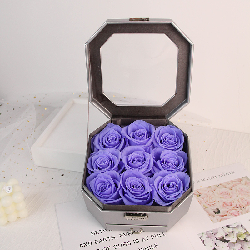 Supply Romantic Preserved Rose In Octagonal Shadow Box Wholesale ...