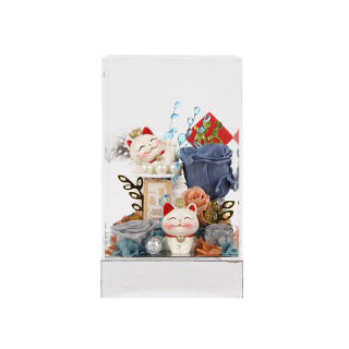 Gatto Fortunato Con Fiore Conservato