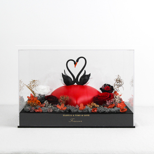 Angsa Membentuk Hati Cinta Dengan Bunga Terpelihara