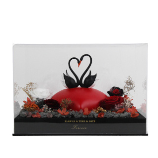 I Cigni Formano Il Cuore Dell'amore Con Il Fiore Conservato