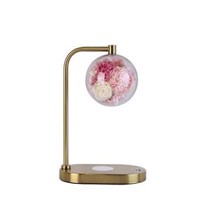Lampada di ricarica wireless per telefono cellulare con fiore conservato