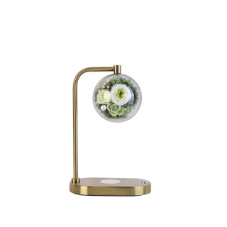 Lampada di ricarica wireless per telefono cellulare con fiore conservato