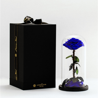 Rosa blu singola stabilizzata speciale in vetro
