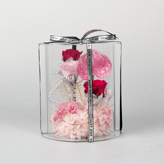 Coffret cadeau Anthurium rose préservé avec perles