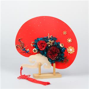 Preserved Rose Moon-shaped Fan