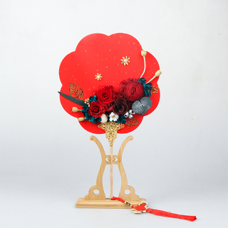 Preserved Rose Moon-shaped Fan