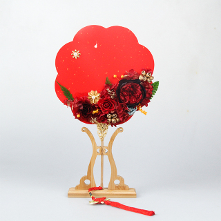 Preserved Rose Moon-shaped Fan