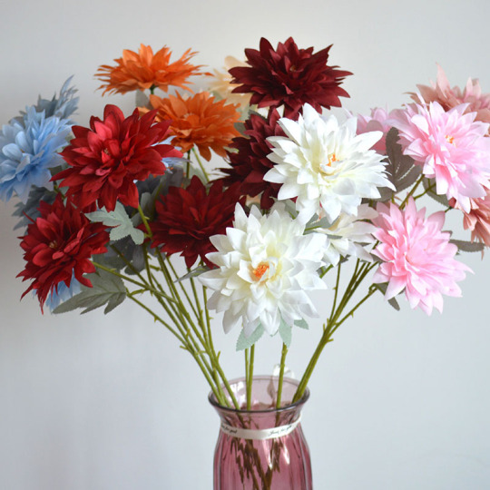 Искусственный шелковый цветок георгины декоративный