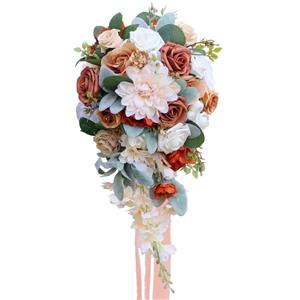 Matrimonio Sposa Azienda Fiori Bouquet Rose Di Seta