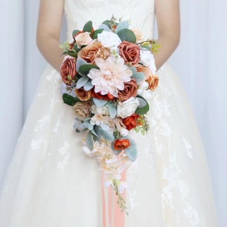 Matrimonio Sposa Azienda Fiori Bouquet Rose Di Seta
