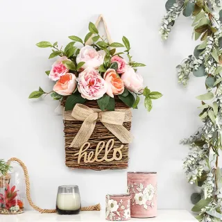 Decorazione domestica Simulazione Cesto di fiori da appendere alla parete