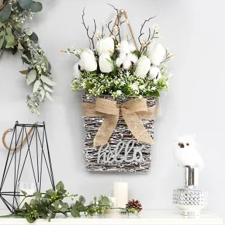 Decorazione domestica Simulazione Cesto di fiori da appendere alla parete