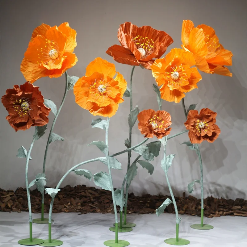 Decorazione di fiori gialli artificiali su larga scala