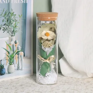 Bouquet Di Fiori Secchi Con Bottiglia Di Vetro