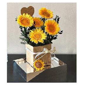 Bouquet di girasoli stabilizzati in scatola acrilica
