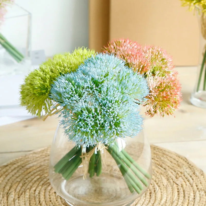 Fleurs artificielles de simulation de pissenlit de boule d’oignon vert
