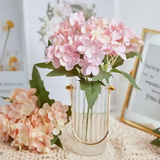 Искусственные цветы гортензии с коротким стеблем