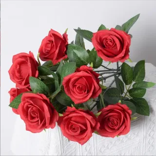 Decorazione per feste Bouquet di rose artificiali a 9 teste
