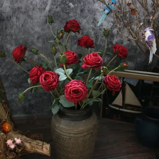 Rosa singola in seta retrò in stile nordico