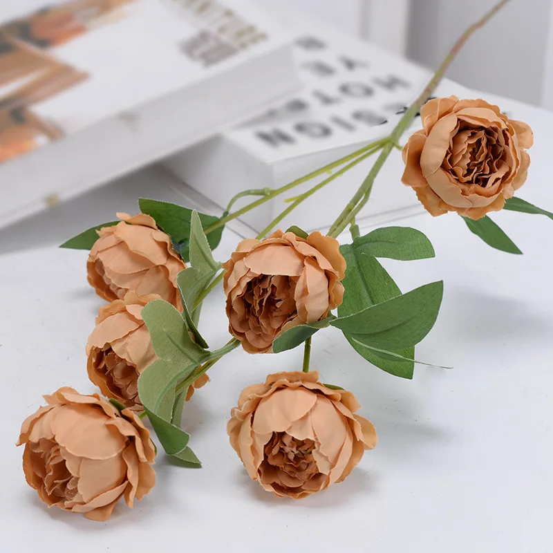 Decorazioni per tavoli Fiori artificiali 6 teste Rosa di seta