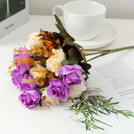 인공 실크 투 컬러 로즈