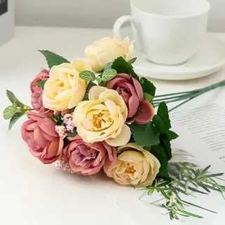 Decorazioni per matrimoni Bouquet di rose di seta a 10 teste