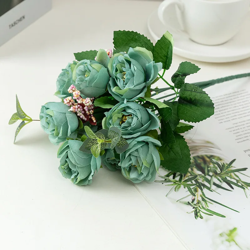 Decorazioni per matrimoni Bouquet di rose di seta a 10 teste
