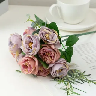 Decorazioni per matrimoni Bouquet di rose di seta a 10 teste