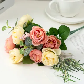 Decorazioni per matrimoni Bouquet di rose di seta a 10 teste