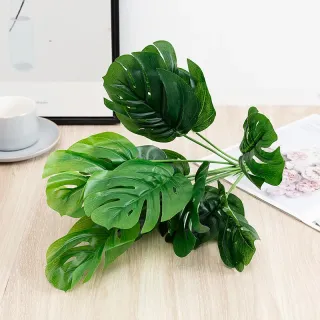 Foglie di Monstera artificiali in plastica da 12 foglie altamente simulate da 35 cm