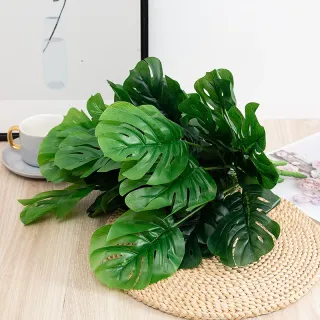Foglie di Monstera artificiali in plastica da 12 foglie altamente simulate da 35 cm