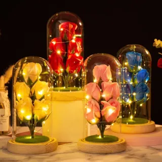 Regalo di rosa acrilica dorata Fiore di lamina d'oro