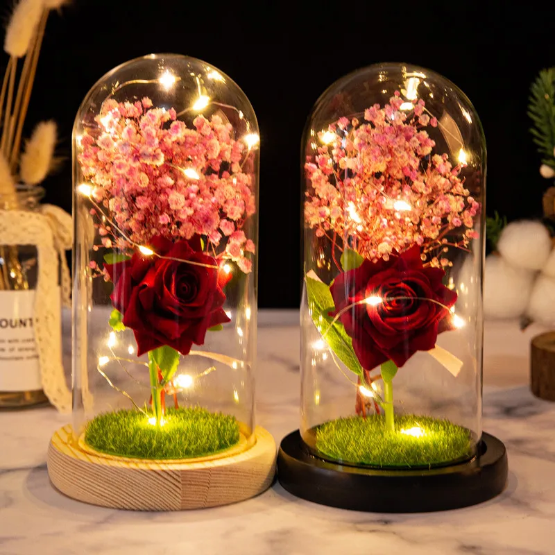 Regalo di rosa acrilica dorata Fiore di lamina d'oro
