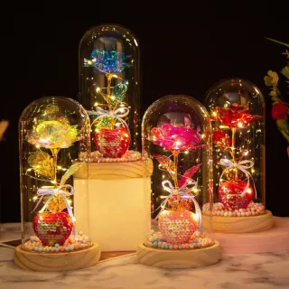Regalo di rosa acrilica dorata Fiore di lamina d'oro