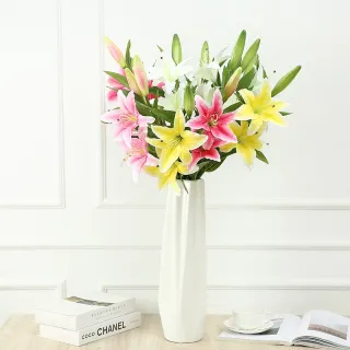 Fiori artificiali Gigli di seta Bouquet floreale in plastica finta