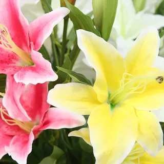 Fleurs artificielles Lys en soie Faux bouquet floral en plastique
