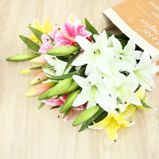 Fleurs artificielles Lys en soie Faux bouquet floral en plastique