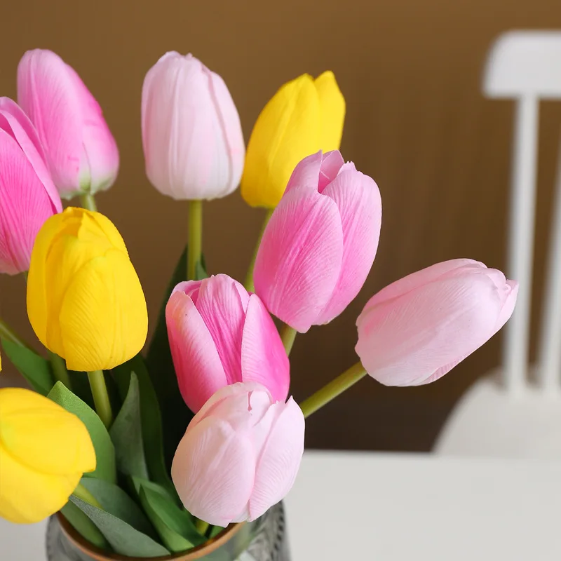 Mesterséges tulipán csokor lakberendezés