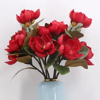 Fiore di magnolia artificiale in PE a 3 teste