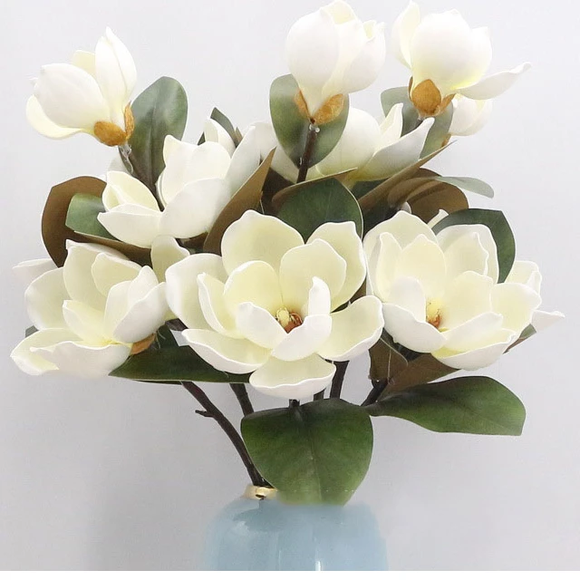 Fiore di magnolia artificiale in PE a 3 teste