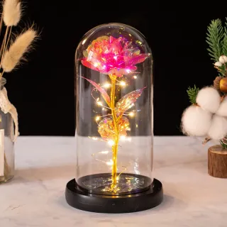 Lampada Led Rosa Lamina Oro 24k Rosa