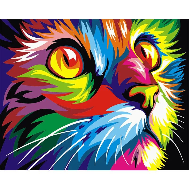 Peinture de chat animal par numéros, peinture sur toile