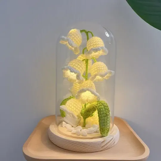 Otthoni dekoráció, kézzel készített horgolt kötött viráglámpa