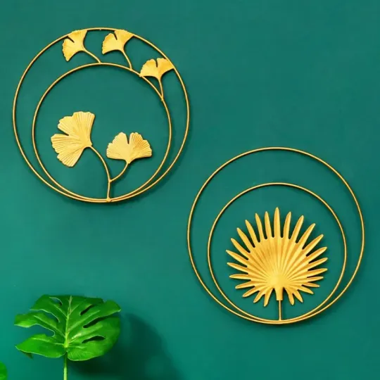 Hiasan Rumah Hiasan Dinding Daun Logam