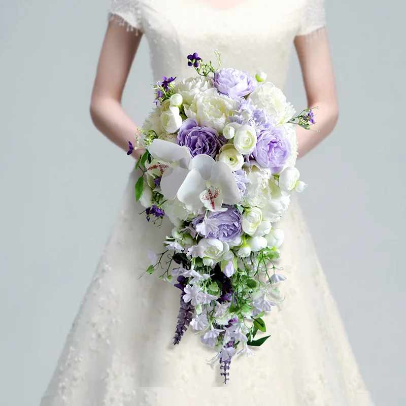 Bouquet da sposa in seta artificiale con rose