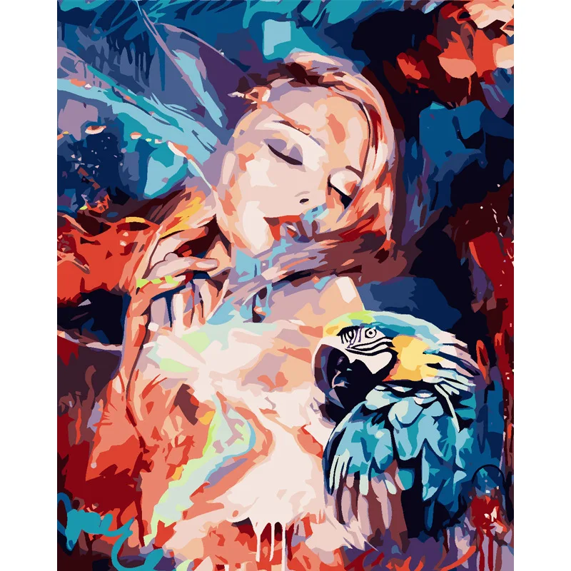 Pittura astratta della ragazza di bellezza di arte dal numero