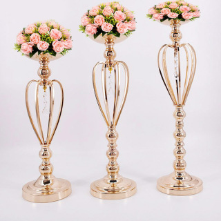 Vase couronne en métal doré, décoration de mariage